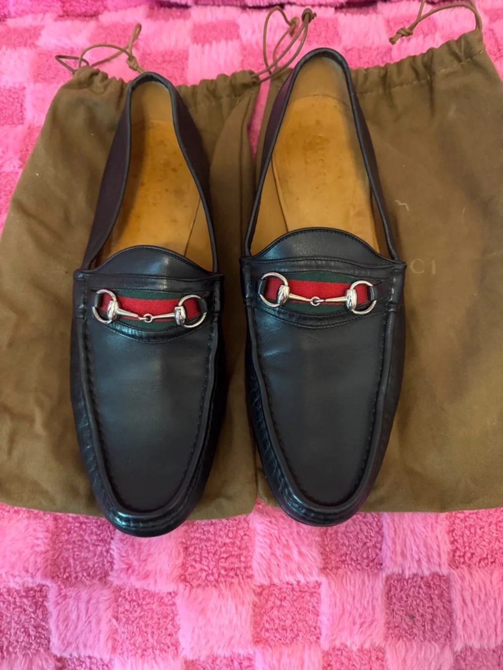 Gucci style Black Leather Men’s Horsebit Loafers w/ Red Web US 12.5 EU 47/46.5 - Picture 4 of 5